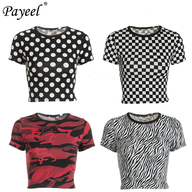 

Women Summer T Shirt Casual T-shirt Printed Tops Woman Tshirt Short Sleeve 2019 Harajuku Womens Tshirts Elastic Crop Shirts Tee