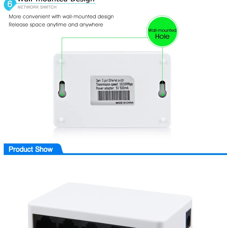 Новые 5 шт/упаковка, сетевые порты коммутатор 10/100 Мбит/с Fast Ethernet RJ45 коммутатор сетевой концентратор Auto MDI полный/полудуплекс сетевой адаптер для коммутаторов