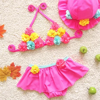 

2018 Toddler Kids Baby Girls Swimwear Tops Bottom Beachwear Tankini Bikini Set 3PCS Swimming Outfits bebe bikini kids Swimwear