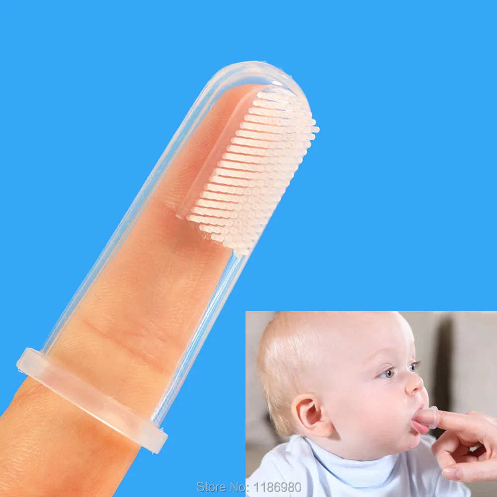 10Pcs Baby Kids Silicone Finger Toothbrush Gum Brush Infant Deciduous