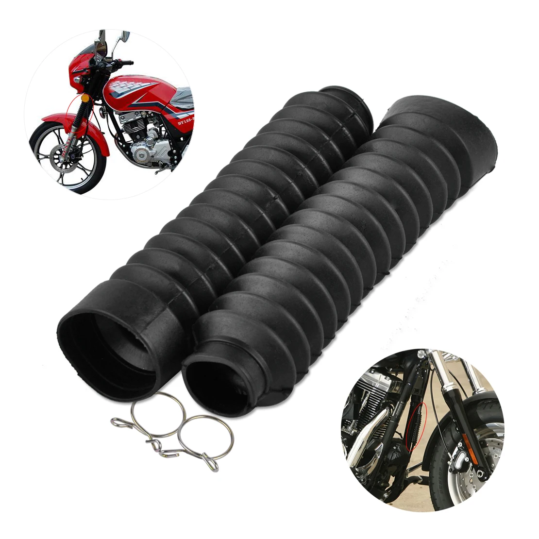 

CITALL Motorcycle Motorbikes Choppers Cruisers Front Rubber Fork Dirt Dust Cover Gaiter Gator Boot Cap Shock Absorber Dust Cover
