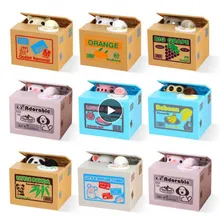 Caixa de dinheiro macaco panda roubo automático moeda gato kitty moedas centavos mealheiro economia caixa de dinheiro crianças moneybox para crianças presente
