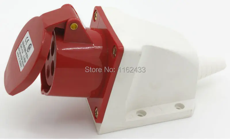 

16A 3P E 4 pin 380-415V IP44 114L three phase splashproof industrial socket with cable sleeve