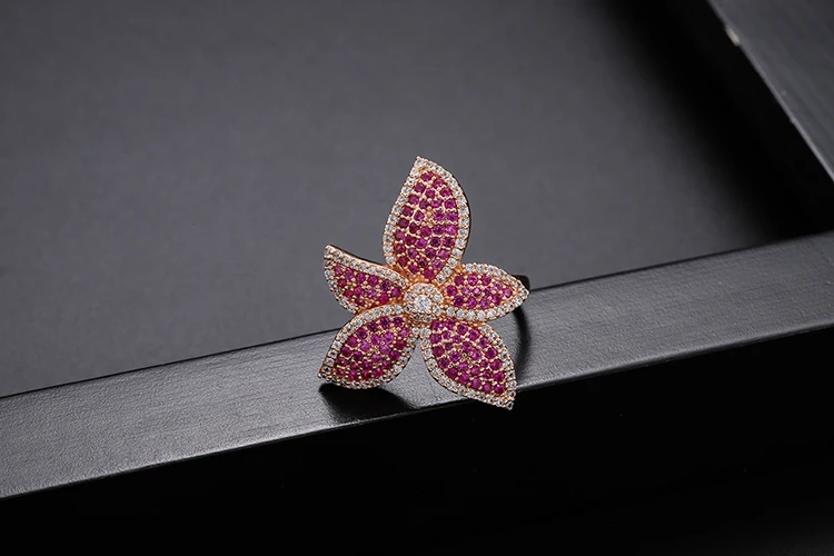 GAOLA Высокое качество золото цвет Micro Pave Установка Цветок обручальное кольцо для женщин J1857