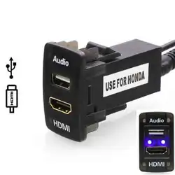 Автомобиля USB аудио Вход Зарядное устройство с разъемом HDMI Применение для Honda, Civic, Spirior, CRV, fit Jazz, город, Accord, Crosstour, Odyssey