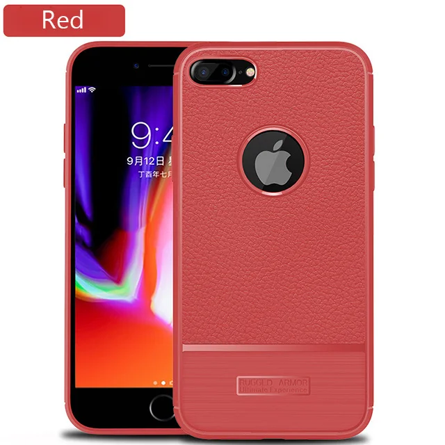 Dizha чехол для iphone 8 крышка чехол для iphone 8 plus из углеродного волокна Мягкая силиконовая задняя крышка для apple iphone 8 8 plus чехол - Цвет: Красный