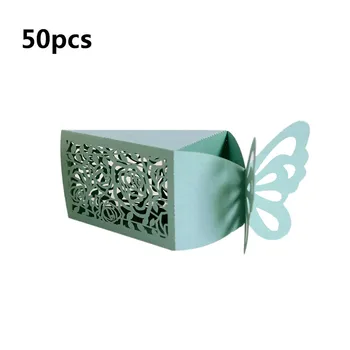 

New 50Pcs Nice Wedding Candy Box Laser Hollowed Paper Butterfly Rose Gift Bags Wedding Gift Engage Party Candy Boxes Wholesale