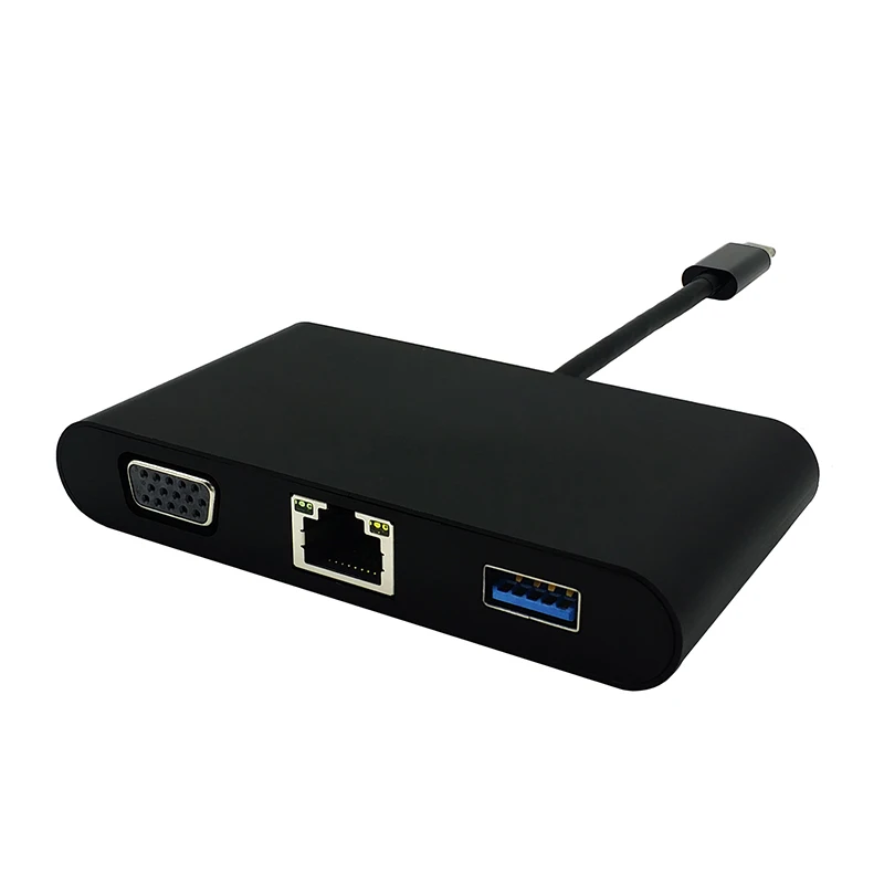 USB C Type C to VGA Gigabit Ethernet LAN RJ45 USB-C AUX Adapter USB 3.1 Type-C Converter Cable for Macbook Chromebook Pixel (3)