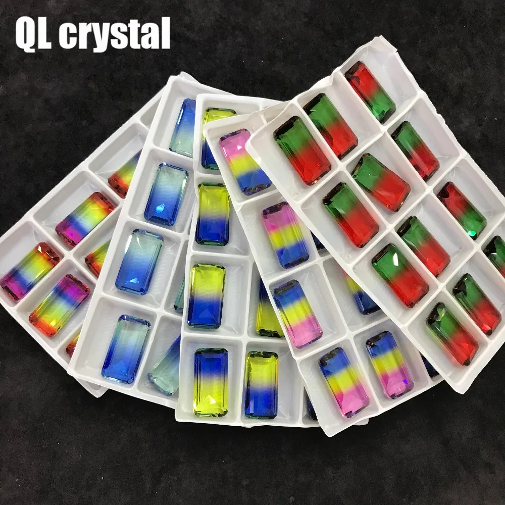 

QL Crystal 13x25mm Tourmaline Glass Crystal Eight side shape Pointback Fancy Stone for DIY garment bags shoes Jewelry accessory