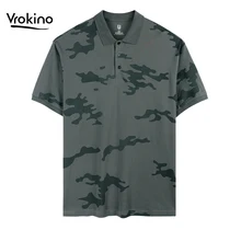 Летняя Новинка 5XL 6XL 7XL мужская рубашка поло большого размера с коротким рукавом камуфляжная деловая Повседневная хлопковая Свободная рубашка поло