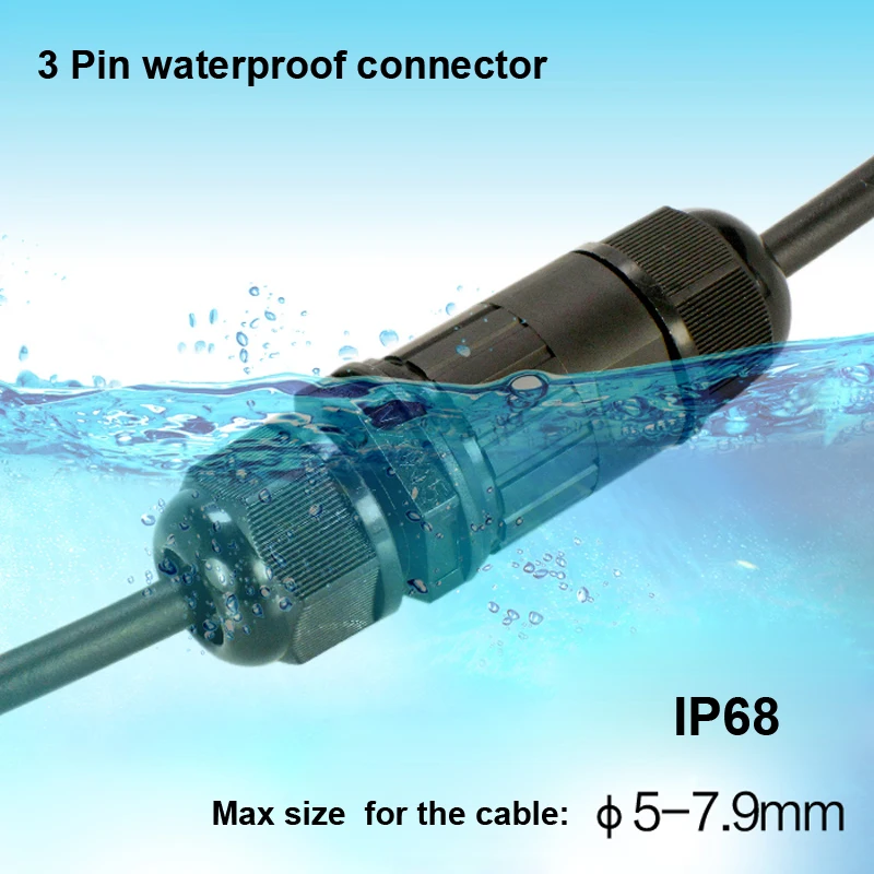 

2 Pin IP68 Waterproof Connector I type Cable Connector Industrial Power Cable Wire Connector free shipping