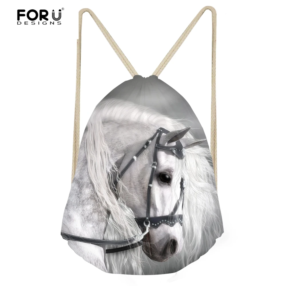 

FORUDESIGNS Crazy Horse 3D Print Men Backpack Small Women Cool Animal Softback Backpacks for Teenage Boys Girls Drawstring Bag