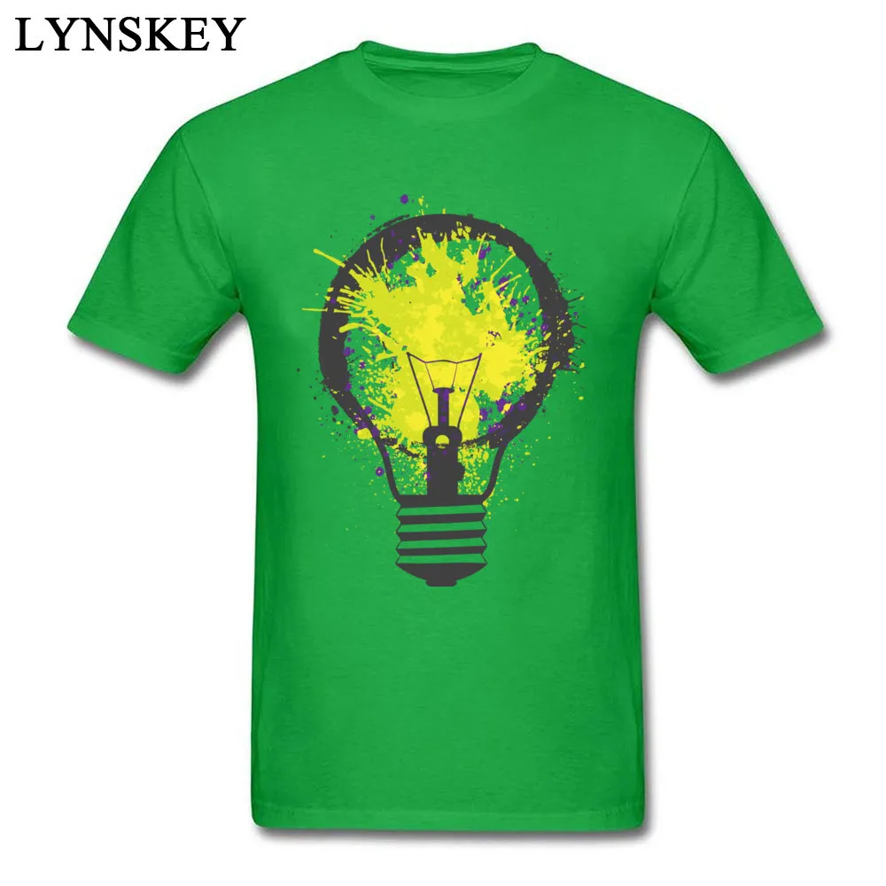 O-Neck 100% Cotton Mens T-shirts Unique Short Sleeve Tops Shirts Slim Fit Birthday Clothing Shirt Splash Electricity Splash Electricity green