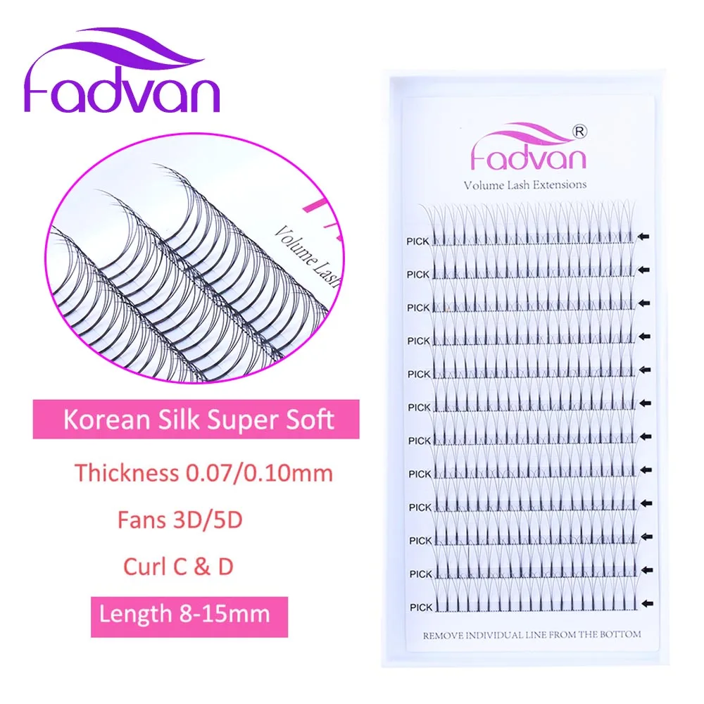 

Fadvan Lashes for Building 12 Lines 3d/5d Pre Made Volume Fans Faux Mink Premade Russian Volume Eyelash Extension