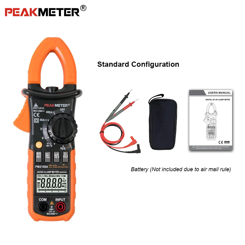 Официальный PEAKMETER PM2108A цифровой AC DC Клещи 4000 отсчетов Емкость Сопротивление частоты тестер земли мультиметр