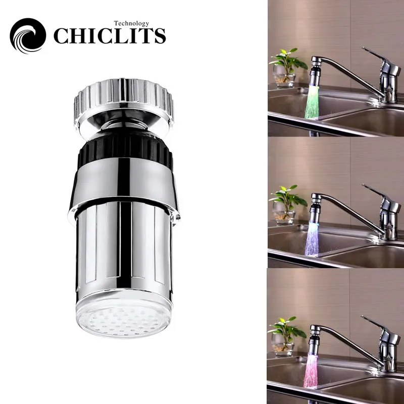 

360 Degree LED Faucet Temperature Sensor Light Aerator Colorful Water Power Shower Tap Lamp Kitchen Intelligent Recognition