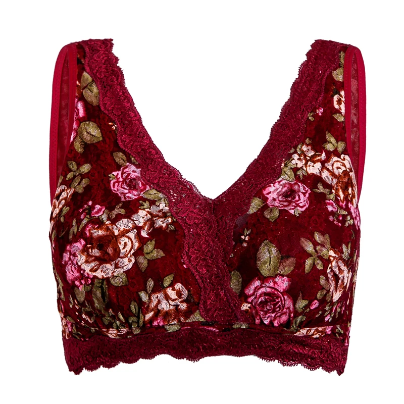Wine red Кружево Bralette Топ для женщин майки черный и белый цвета бюстгалтеры с принтом жилет Мода бюстгальтер для B C D чашки - Цвет: Wine red