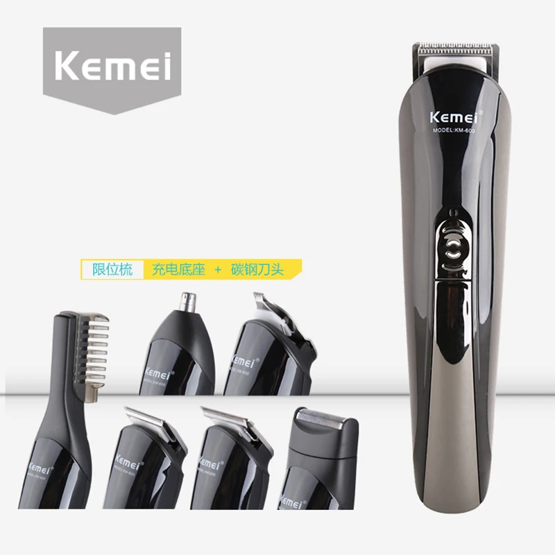 Kemei 6-in-1 KM-600 Rechargeable Hair Trimmer Titanium Hair Clipper Electric Shaver Beard Trimmer Men Styling Shaving Tools-9