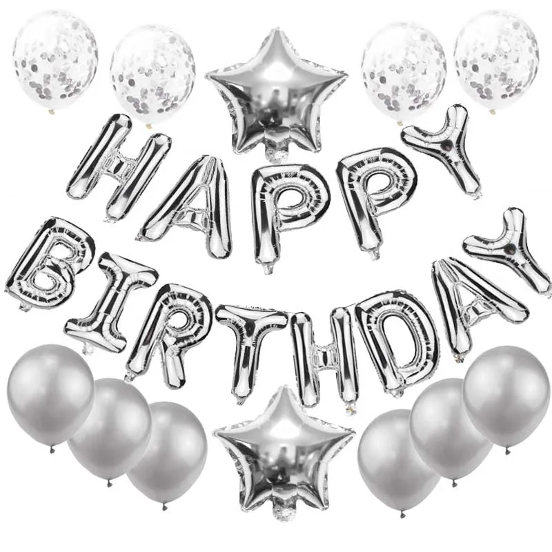 Воздушные шары с голубыми буквами на день рождения, украшения на день рождения, фольгированные шары для детей и взрослых, балоны с алфавитом, латексный гелиевый баллон S7XZ - Цвет: silver set