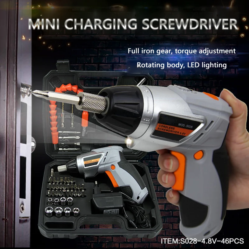 

4.8V Electric Screwdriver Cordless Drill Mini Wireless Power With LED Light Dremel Multi-function DIY Power Tools With Bits