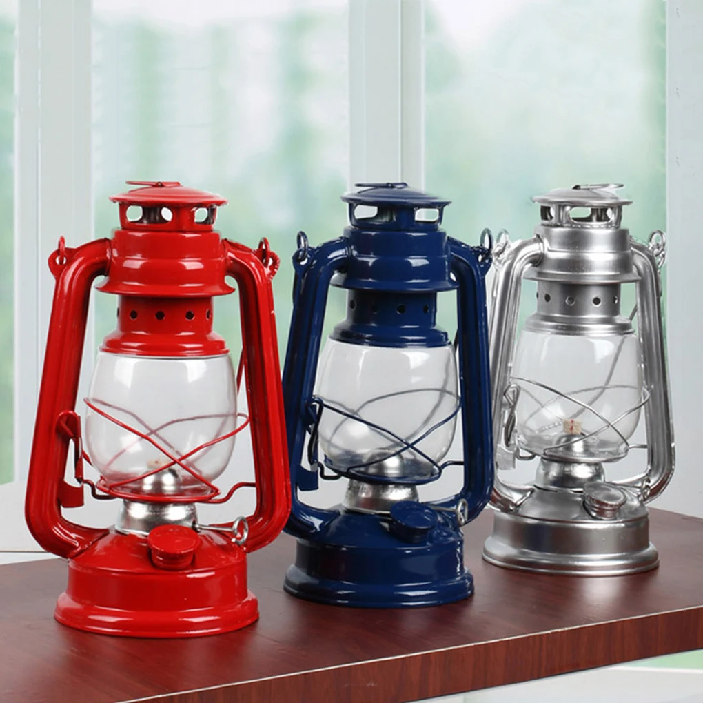 Portable Lanterns Kerosene Lamp Metal Iron Camping Kerosene Lamp Photo Propsin Candle Holders