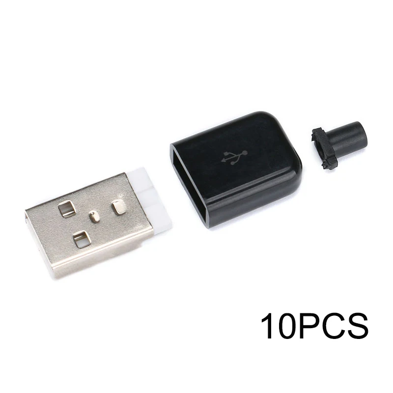 10 шт. DIY Micro USB 2,0 штекерные разъемы комплект w/Covers Черный Белый 5 P линия передачи данных Аксессуары Интерфейс 4/3 в 1 сварка 5 PIN - Цвет: USB2.0 Black 10pcs