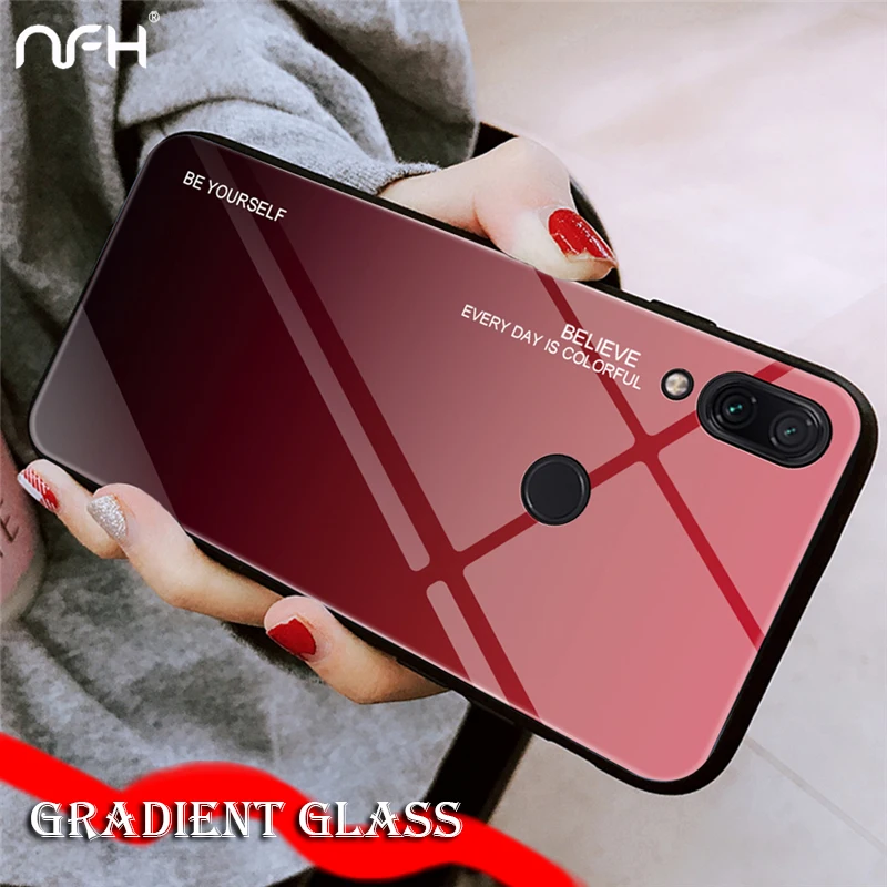 

Case For Xiaomi Redmi Note 7 6 5 Pro 6A Plus Coque Gradient Tempered Glass For Xiaomi Mi 9 8 SE A1 A2 Lite Mi8 Pocophone F1 Case