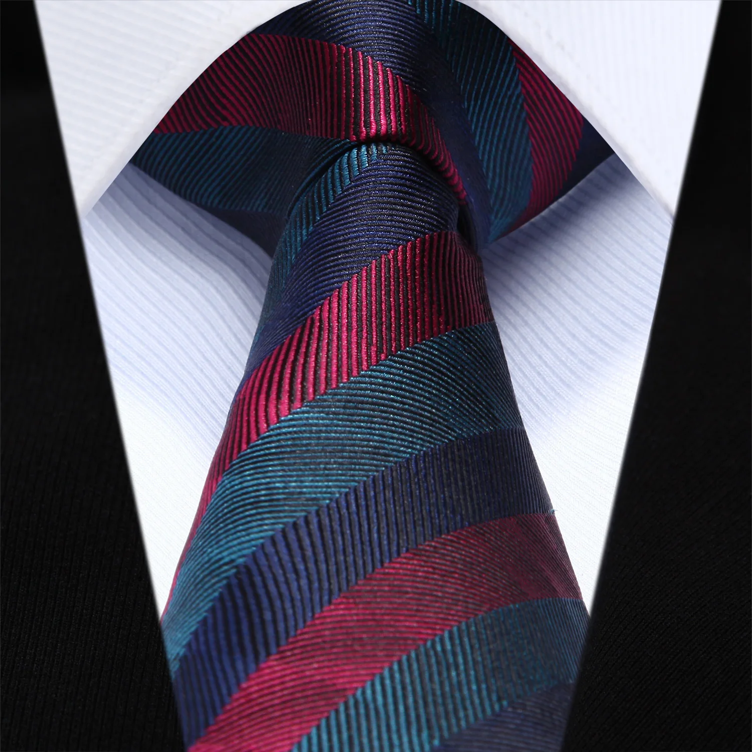  Party Wedding Classic Pocket Square Tie TZS03U8 Burgundy Striped 3.4