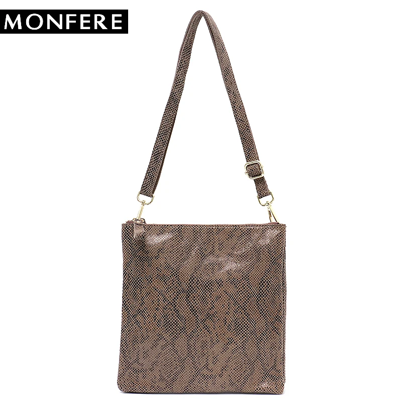 

SC Brand Fashion Animal Leather Cross body Flap Girls Snake Pattern Leather Shoulder Bag Double Zip Pockets Messenger Bags