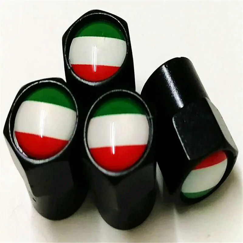 Черный автомобиль Национальный флаг логотип колпачок клапана на колесе колпак для шин для Испания Италия США Великобритания Германия флаги Франции 100 шт = 25 комплектов