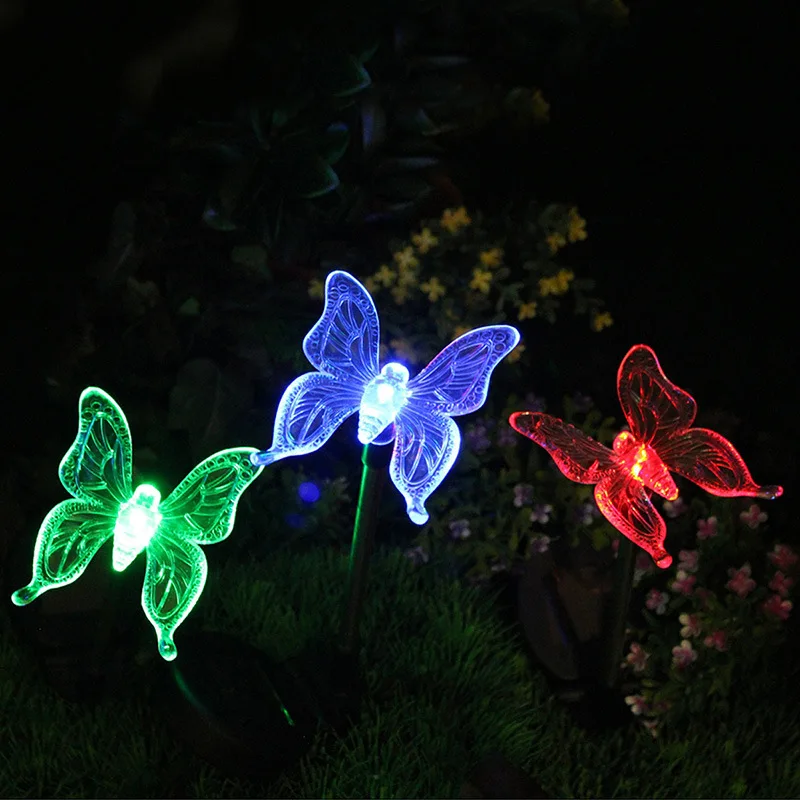 RGB уличный светодиодный светильник для газона, садовый светильник, водонепроницаемый светильник для украшения сада, Бабочка, птица, стрекоза, новинка художественная Солнечная лампа, Декор