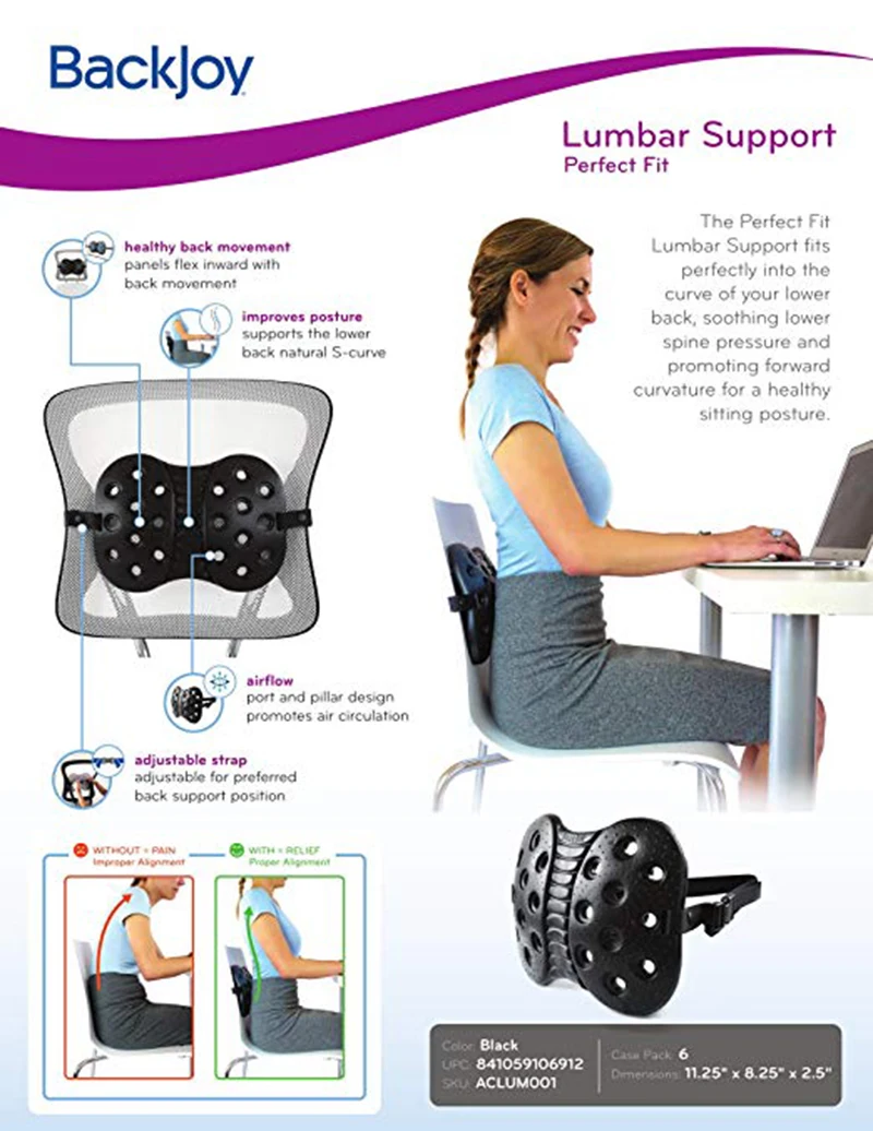 BackJoy Lumbar Support Black SitSmart Relief seat cushion for office chair  and health care back pain use Original, free shipping|Yoga Mats| -  AliExpress