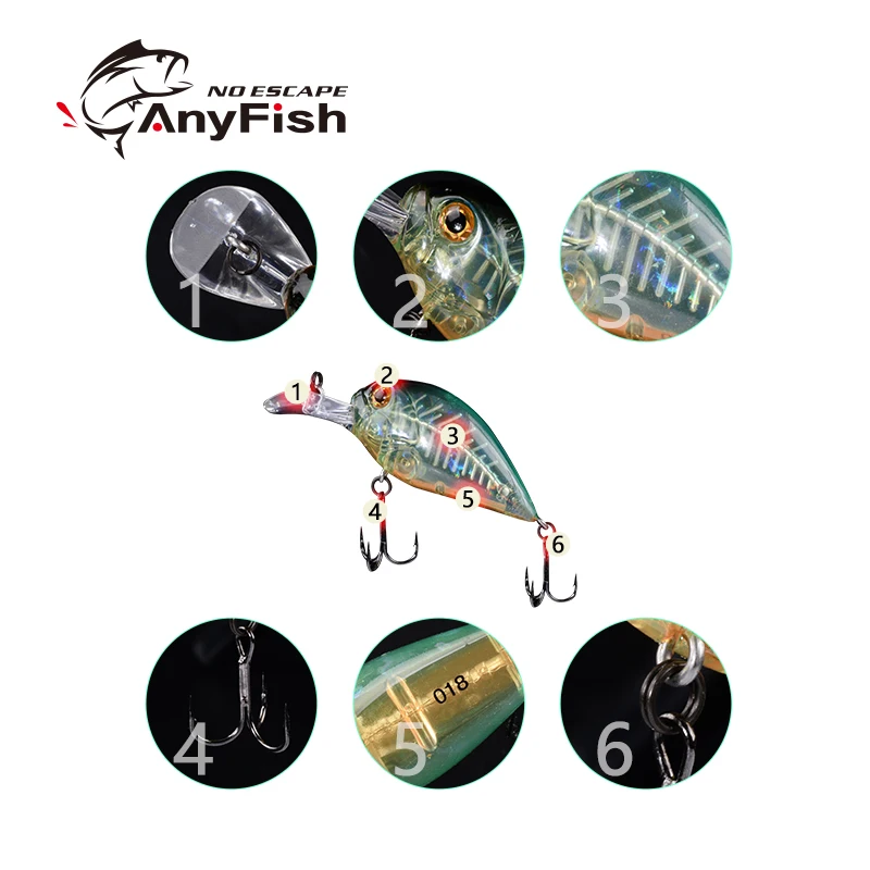 Рыболовные приманки ANYFISH CRANK BN 52MR жесткая мини гольян Маленькие Приманки