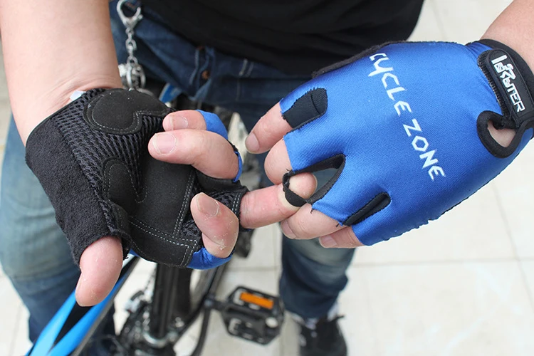 PowerPai Половина Finger велосипедные перчатки Racing перчатки «MTB» для мужчин и женщин черный, красный синий надежная защита от повреждений мягкий