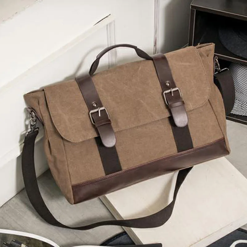Mens Canvas Shoulder Messenger Bag Durable School Shoulder Handbags