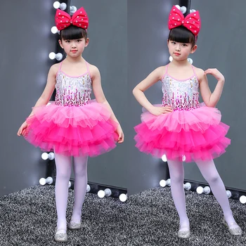 

Songyuexia Children's costumes boys and girls sequins pettiskirt princess dress suspendersskirt children's dance clothes