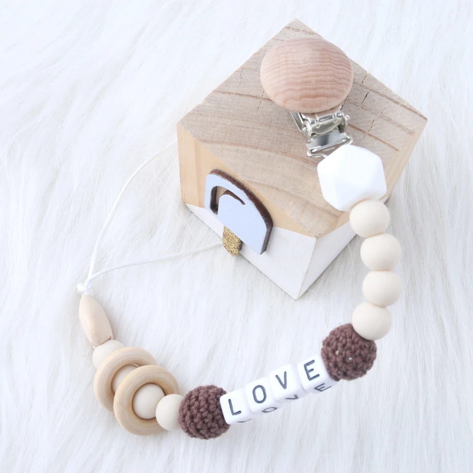 

Let's Make Food Grade Holder Dummy Pacifier Chain Silicone Octagonal Beads Customize Name Pacifier Clip Shower Gift Baby Teether