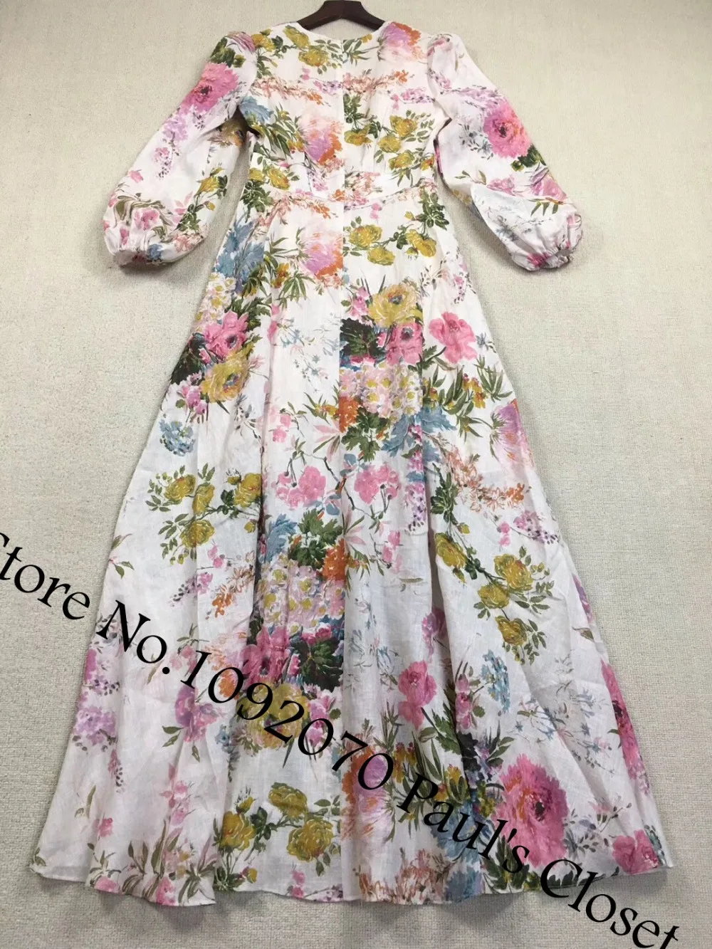 Для женщин сад Цветочный принт верески с глубоким вырезом длинное платье