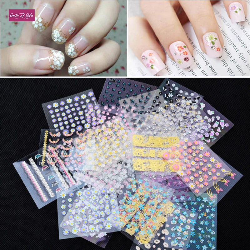 50 шт./компл. стикеры 3D на ногти Nail Art Наклейка DIY украшения Переводные