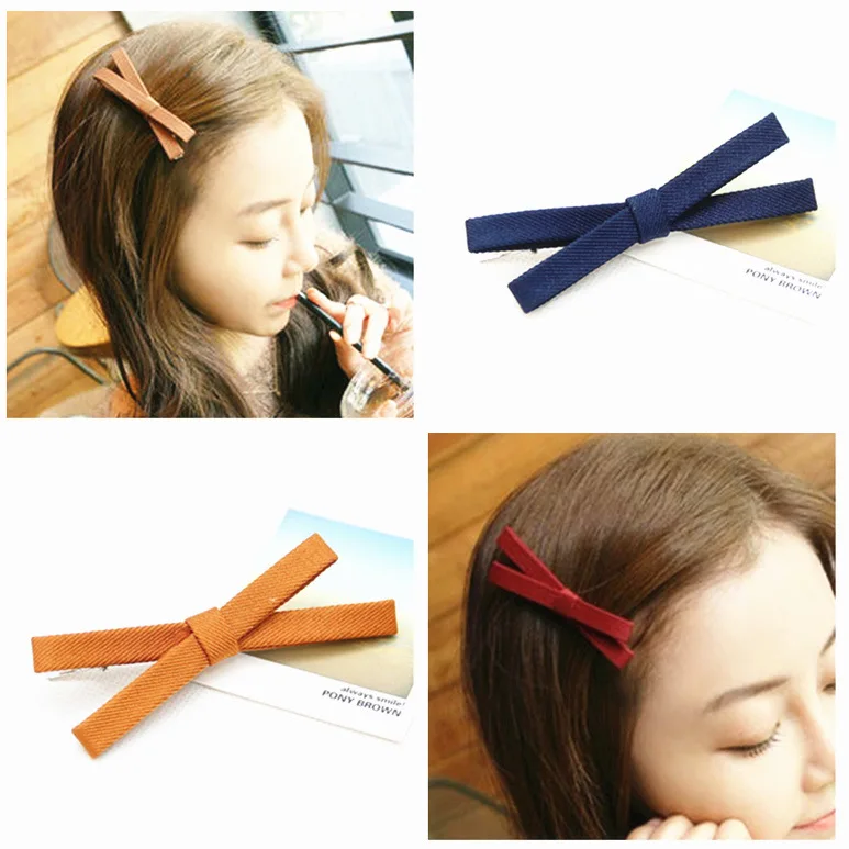 

pure Color Flower Cloth Handicraft Bowknot Hair Clips For Women Hairstyles Elegant Hair Accessories BF005