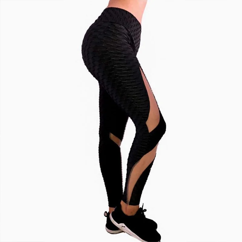 

SVOKOR Mesh Leggings Women Push up Polyester Solid Fitness Pants Fashion Causal High Waist Workout Women Leggings