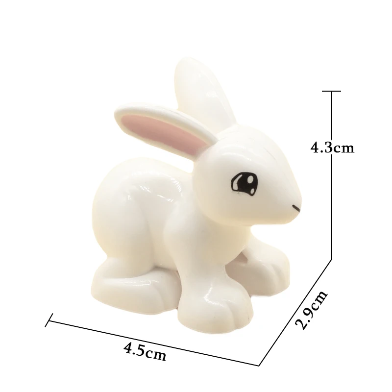 White rabbit Строительные блоки с большими частицами, аксессуары для сельскохозяйственных животных, зоо, совместимы с Duplos, свинья, собака, корова, лошадь, крокодил, слон, детские игрушки - Цвет: White rabbit