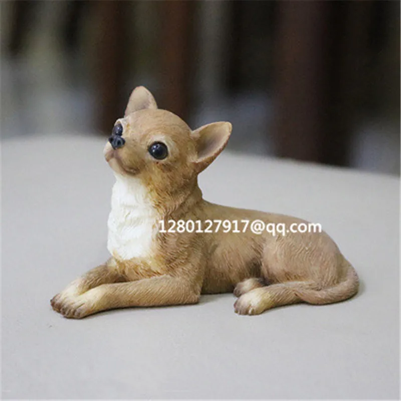 Креативный домашний Декор животное моделирование милый щенок статуя Чихуахуа Lucky Dog смола фигурка Коллекционная модель игрушки коробка P1276 - Цвет: E