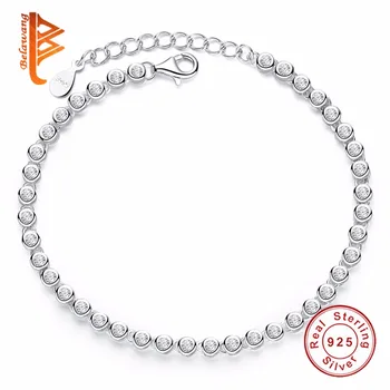 

925 Sterling Silver Strand Bracelet for Women AAA Cubic Zirconia Crystal Tennis Bracelet Chain Link Authentic Silver Jewelry