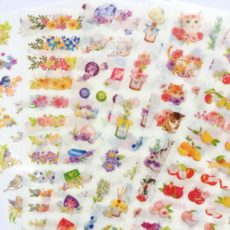 

6 Sheets /Pack Cat Flower Diamond PVC DIY Decorative Stickers Diary Notebook Phone Bottle Car Decoration