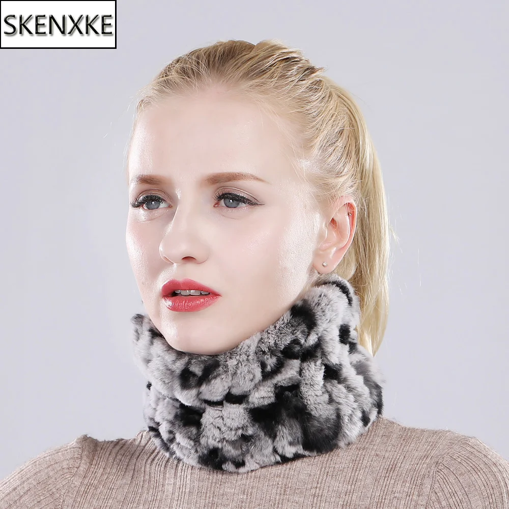

2019 Real Rex Rabbit Fur Ring Scarf Women Knitted Real Rex Rabbit Fur Scarves Warm Soft Good Elastic Natural Fur Neckerchief