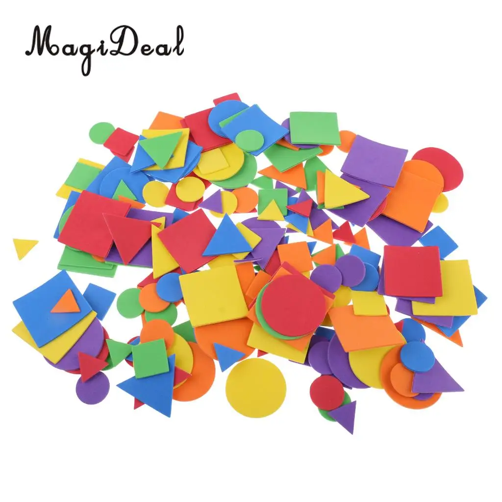 200 Pieces Foam Stickers Self-adhesive Geometric Shaped Sticker for Scrapbooks Kid Room Kindergarten Wall Decoration