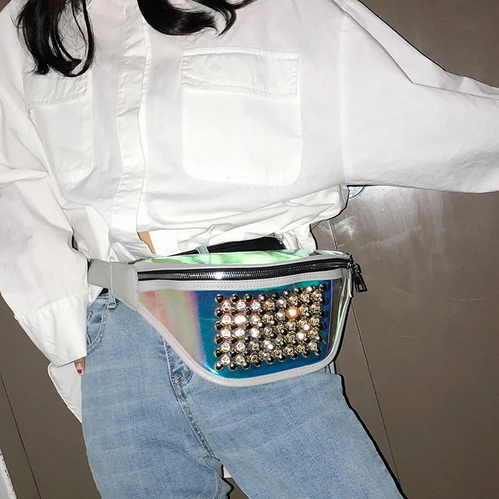 

MUQGEW Vintage High Quality Waist Bag Panelled Women Outdoor Sports Zipper Rivets Chest Bag Cell Phone Pockets 0521