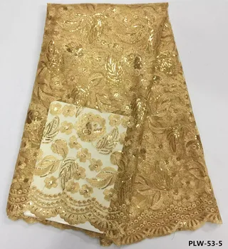 

French Lace fabric Comfortable African Sequins Tulle net Lace Embroidery Lace Fabrics for wedding party PLW-53