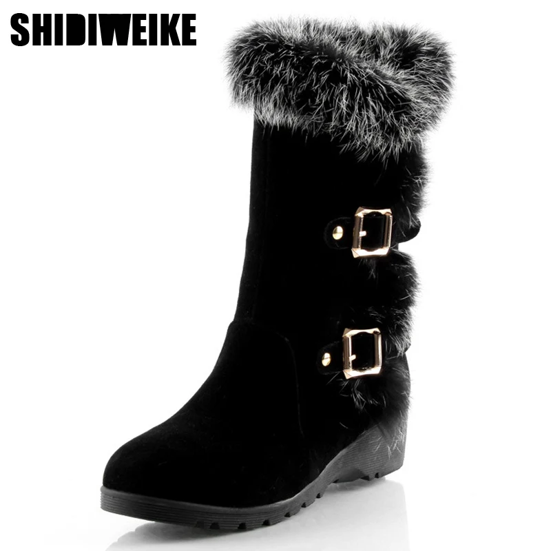 

2019 New Hot Women Boots Autumn Flock Winter Ladies Fashion Snow Boots Shoes Thigh High Suede Mid-Calf Boots n546